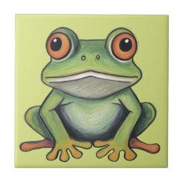 Buntstiftzeichnung Frosch Fliese