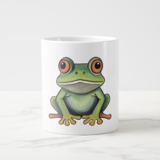 Buntstiftzeichnung Frosch Jumbo-Tasse (Vorderseite)