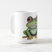 Buntstiftzeichnung Frosch Kaffeetasse (Vorderseite Links)