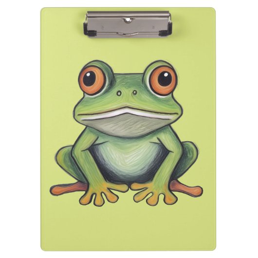Buntstiftzeichnung Frosch Klemmbrett (Vorderseite)