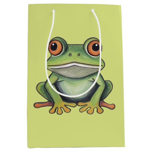 Buntstiftzeichnung Frosch Mittlere Geschenktüte (Vorderseite)