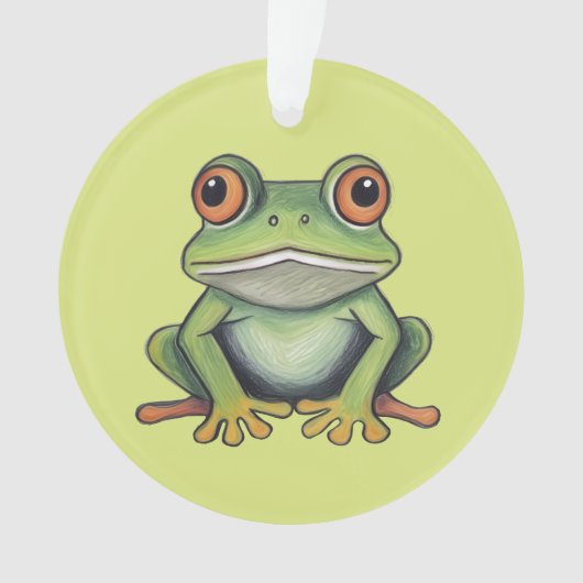 Buntstiftzeichnung Frosch Ornament (Vorderseite)