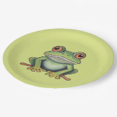 Buntstiftzeichnung Frosch Pappteller (Schrägansicht)