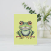 Buntstiftzeichnung Frosch Postkarte (Stehend Vorderseite)