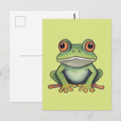 Buntstiftzeichnung Frosch Postkarte (Vorne/Hinten)