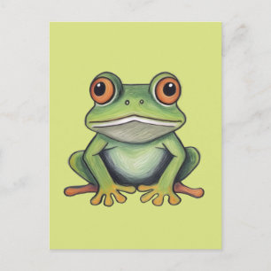 Buntstiftzeichnung Frosch Postkarte