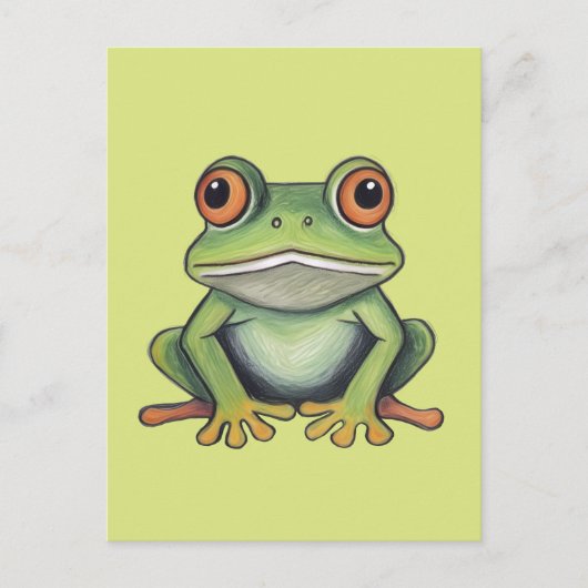 Buntstiftzeichnung Frosch Postkarte (Vorderseite)