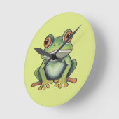 Buntstiftzeichnung Frosch Runde Wanduhr (Winkel)