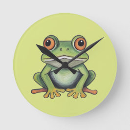 Buntstiftzeichnung Frosch Runde Wanduhr
