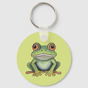 Buntstiftzeichnung Frosch Schlüsselanhänger