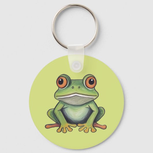 Buntstiftzeichnung Frosch Schlüsselanhänger (Vorderseite)