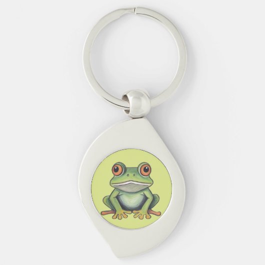 Buntstiftzeichnung Frosch Schlüsselanhänger (Vorderseite)