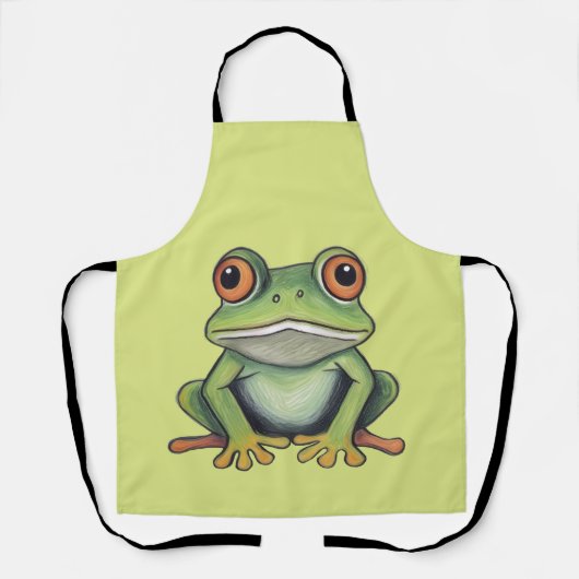 Buntstiftzeichnung Frosch Schürze (Vorderseite)