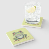 Buntstiftzeichnung Frosch Steinuntersetzer (Seitenansicht)