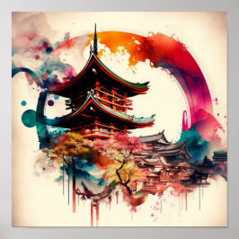 Bunttempel Japan Poster