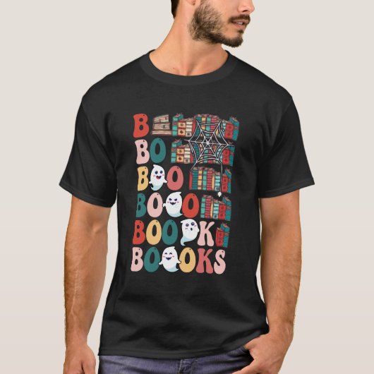 Buoks Ghosts Funny Halloween Teacher Book Library T-Shirt (Vorderseite)