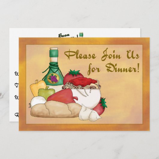 Buon Appetit Italienisches Food Wine Dinner Einlad Einladung (Vorne/Hinten)