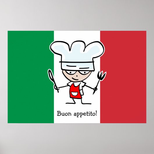 Buon Appetito Poster mit Cartoon auf italienischer (Vorne)