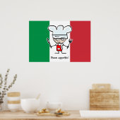 Buon Appetito Poster mit Cartoon auf italienischer (Küche)