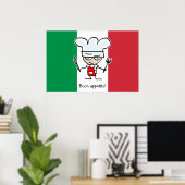Buon Appetito Poster mit Cartoon auf italienischer (Heimbüro)