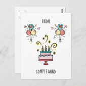 Buon Compleanno | Happy Birthday Postkarte (Vorne/Hinten)