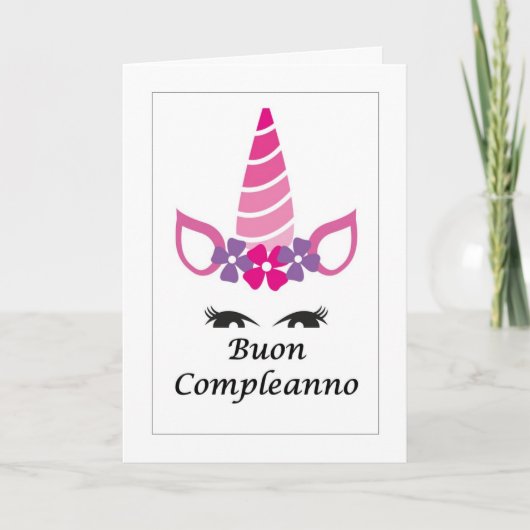 Buon Compleanno Unicorn - Italienische Karte (Vorderseite)