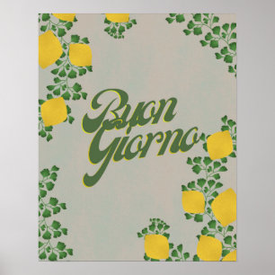 Buon Giorno Lemon Floral - Inspirierte italienisch Poster