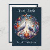 Buon Natale 2 Tauben Italienisches Weihnachtsfest Postkarte (Vorne/Hinten)