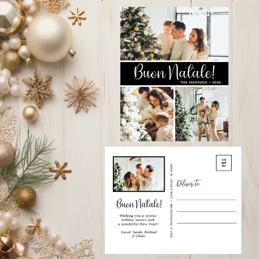 Buon Natale 4 Foto Feiertagspostkarte