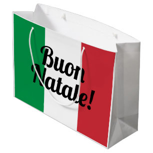 Buon Natale bauscht sich italienisches Flagge Große Geschenktüte