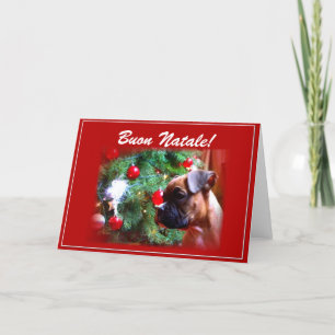 Buon Natale Boxer Welpengrüßkarte Feiertagskarte