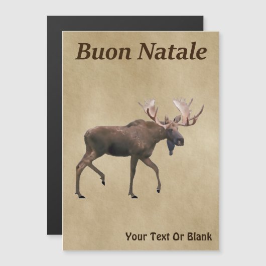 Buon Natale - Bull Moose auf altem Papier Magnetkarte (Vorne/Hinten)