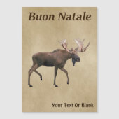 Buon Natale - Bull Moose auf altem Papier Magnetkarte (Vorderseite)