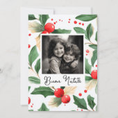 Buon Natale Christmas Card Festivals Holly Art Einladung (Vorderseite)
