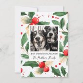 Buon Natale Christmas Card Festive Holly Art Einladung (Rückseite)