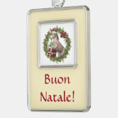 Buon Natale Christmas Donkey Gerahmtes Ornament Rahmen-Ornament Silber (Links)