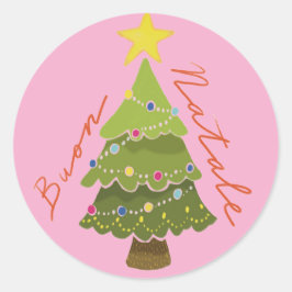 "Buon Natale" Christmas Klassische Runde Aufkleber