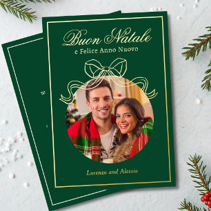 Buon Natale e Felice Anno Nuovo Coquette Bow Foto Folien Feiertagskarte