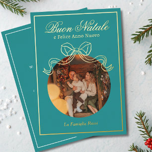 Buon Natale e Felice Anno Nuovo Coquette Bow Foto Folien Feiertagskarte