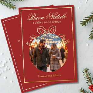 Buon Natale e Felice Anno Nuovo Coquette Bow Foto Folien Feiertagskarte