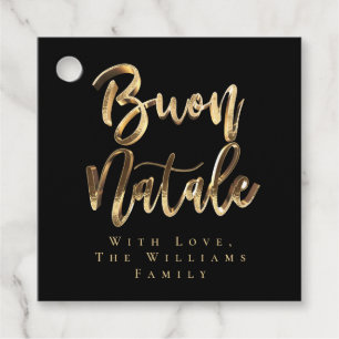 Buon Natale Elegant Schwarzes Gold Italienisches W Geschenkanhänger