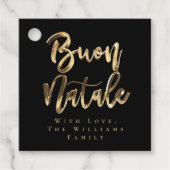Buon Natale Elegant Schwarzes Gold Italienisches W Geschenkanhänger (Vorderseite)