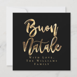 Buon Natale Elegantes Schwarzes Gold Script Italie Feiertagskarte