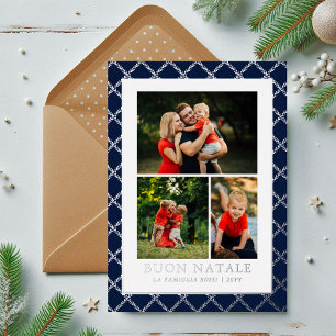 Buon Natale Foto Collage Blue Karo Folien Feiertagskarte