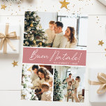 Buon Natale Foto Collage Feiertagskarte<br><div class="desc">Diese fantastische 3-Foto-Urlaubskarte mit "Buon Natale!" in einem modernen Script-Schriftart und Ihrem Familiennamen und Jahr in einem feinen,  klassischen Schriftart,  sowohl in Weiß auf staubiger Rose mit einem passenden Rücken,  ist ideal für den Versand an Ihre Familie und Freunde. Jeder wird Liebe bekommen neue Fotos Ihrer Familie!</div>
