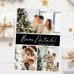 Buon Natale Foto Collage Feiertagskarte<br><div class="desc">Diese fantastische 3-Foto-Urlaubskarte mit "Buon Natale!" in einem modernen Script-Schriftart und Ihrem Familiennamen und Jahr in einem feinen,  klassischen Schriftart,  sowohl in Weiß als auch Schwarz,  mit einem passenden Rücken,  ist ideal für den Versand an Ihre Familie und Freunde. Jeder wird Liebe bekommen neue Fotos Ihrer Familie!</div>