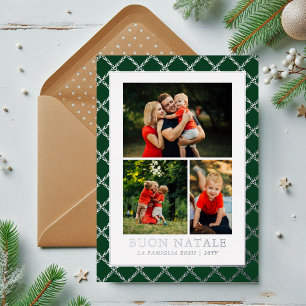 Buon Natale Foto Collage Green Karo Folien Feiertagskarte