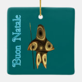 Buon Natale - Fraktal Inuit Hunter Keramikornament (Rückseite)