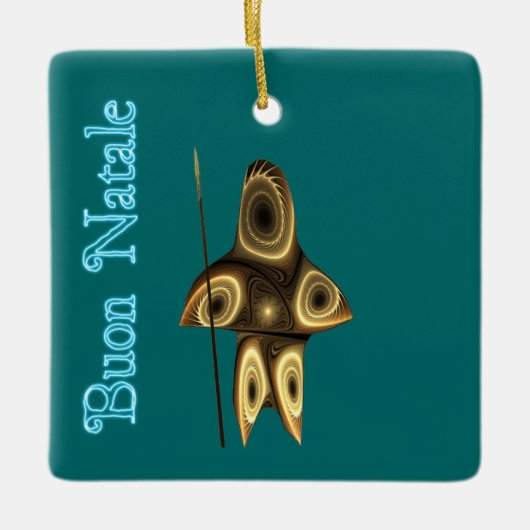 Buon Natale - Fraktal Inuit Hunter Keramikornament (Vorderseite)