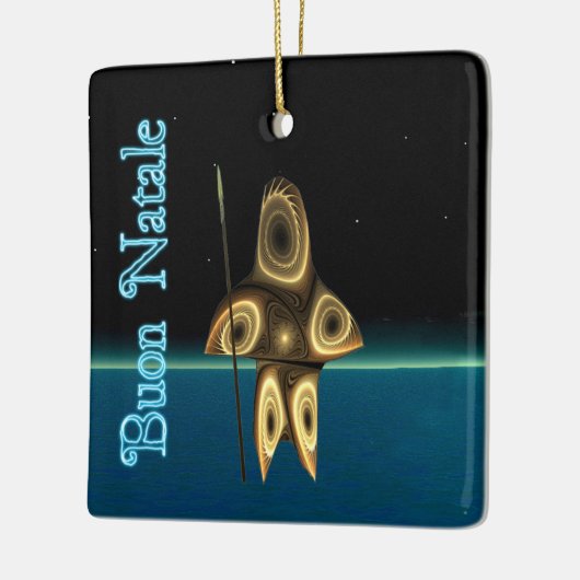 Buon Natale - Fraktal Inuit Hunter Keramikornament (Links)